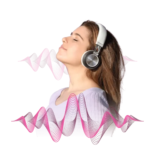 Mulher com fones de ouvido